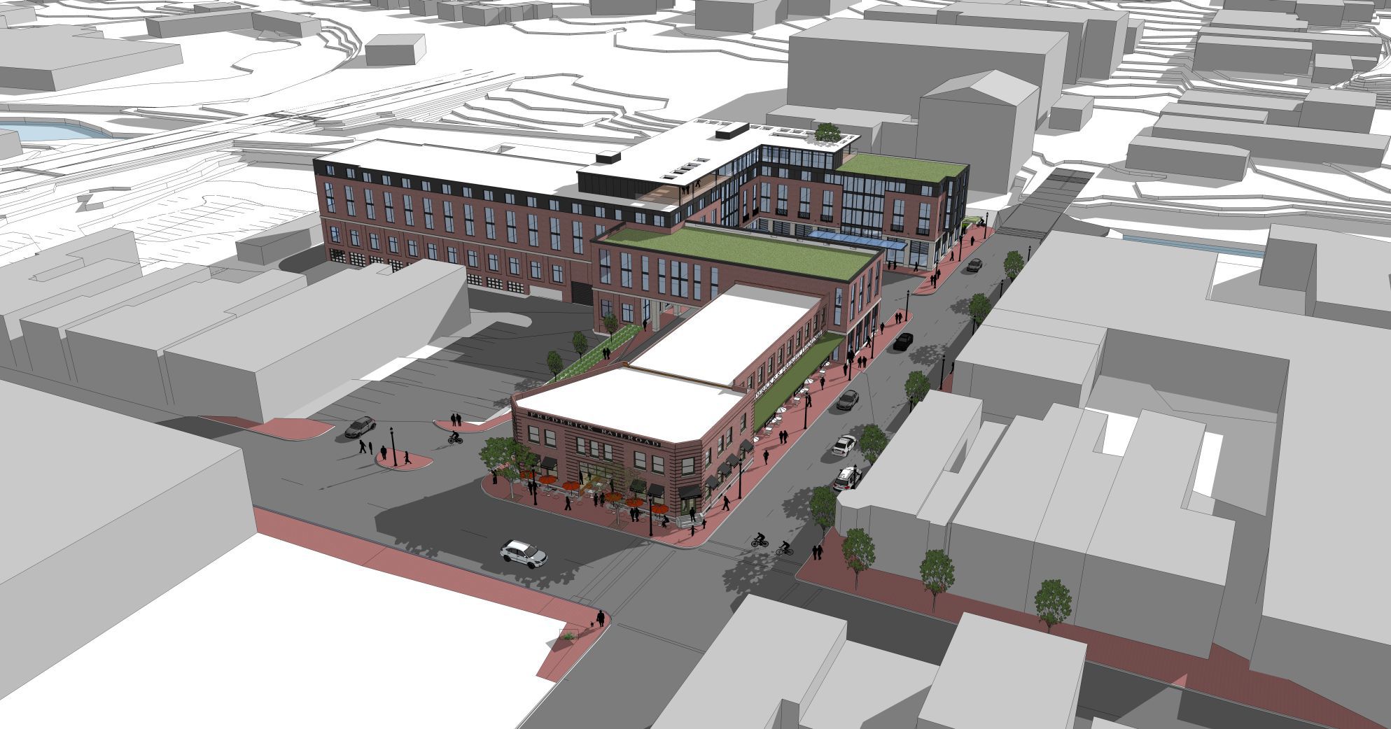 Proposed Downtown Hotel at Carroll Creek from northwest
